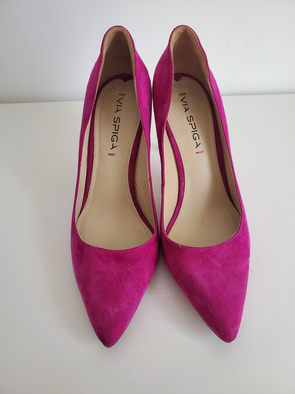 Via Spiga Fuchsia Suede Pointed-Toe Pumps